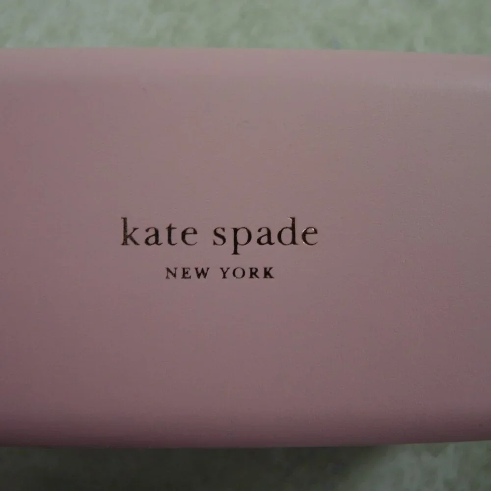 Kate Spade Glasses Case HELLO SUNSHINE Pink & Green Hard Clam Shell PU Leather